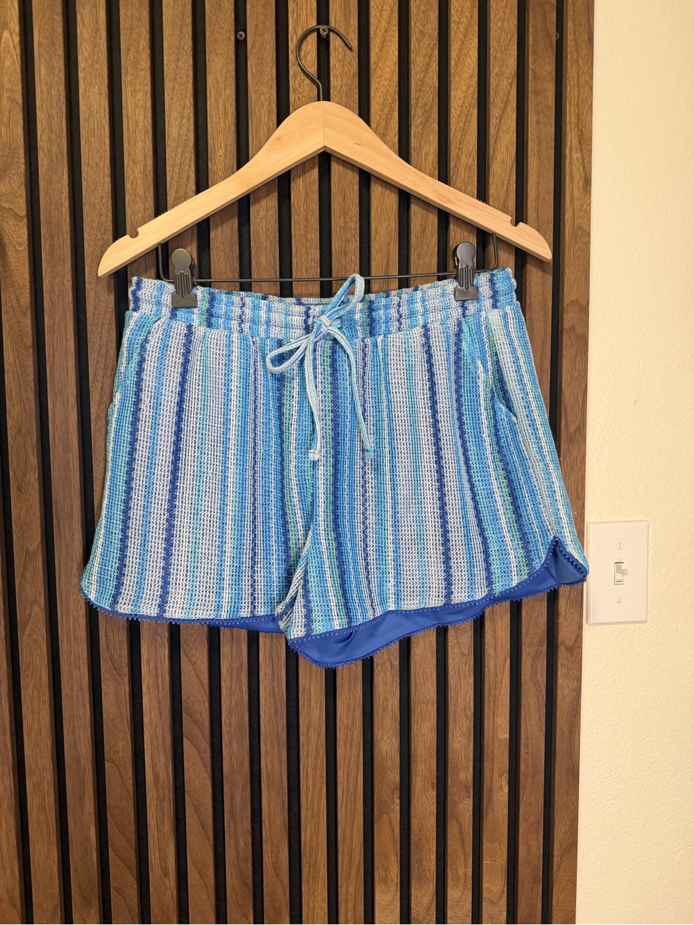 No Boundaries Striped Blue Swim Cover-Up Knit Shorts